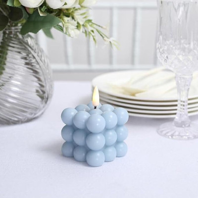 UNNATITRADERS Bubble Cube Candle Lavender Scented | Handmade Soy Wax Decorative Candle Candle(Blue, Pack of 2)