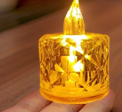 Kala Decrators 1 Pcs Acrylic Crystal For Home, Room, Festival diwali Decor Candle(Yellow, Pack of 1)