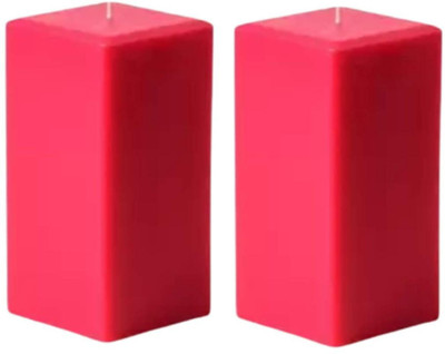 Shraddha Creation Square rose scented pink Pillar, Set Of 2 Candle(Pink, Pack of 2)