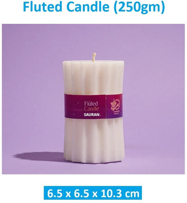 Sauran Fluted Candle Candle(White, Pack of 1)