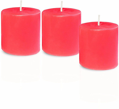 Pure Source India Unscented 2X2 Inch Pillar Candle(Red, Pack of 3)