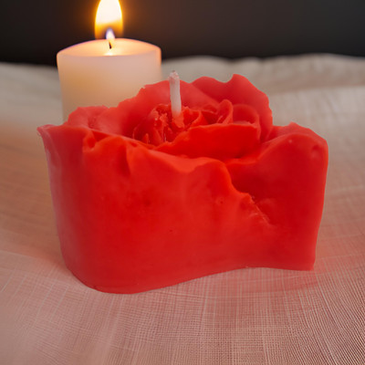 SS ENTERPRISE Heart Shape Rose Petal Shape for Home Decoration and Romantic Night Candle(Red, Pack of 1)