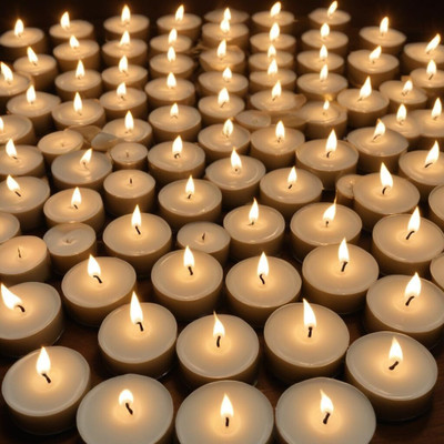 Kosomech Candles Tea Light Candle Pack of 100 Hour Long Burning_tlc0136 Candle(White, Pack of 100)