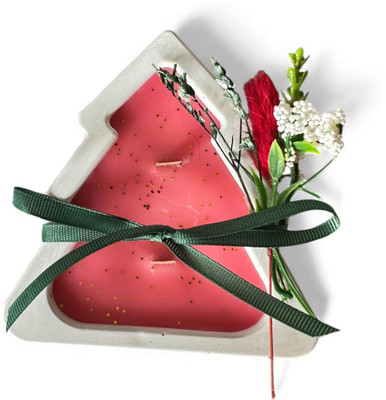 SCENSIA Christmas Tree Shaped Container Candle | Coconut & Soy Wax Scented Candle Candle(Red, Pack of 1)