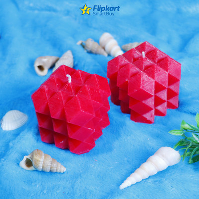 Flipkart SmartBuy Handmade Rose Square Scented Candle Candle(Red, Pack of 2)