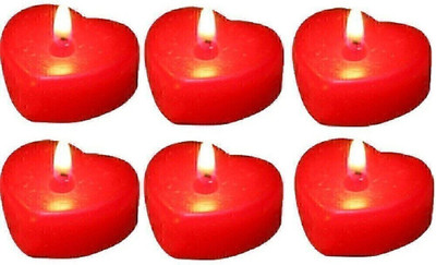 Urvi Creations Pack of 6 Red Love Romantic Heart Shape Candles for Valentines Day Wedding Anniversary Party Decoration Candle(Red, Pack of 6)