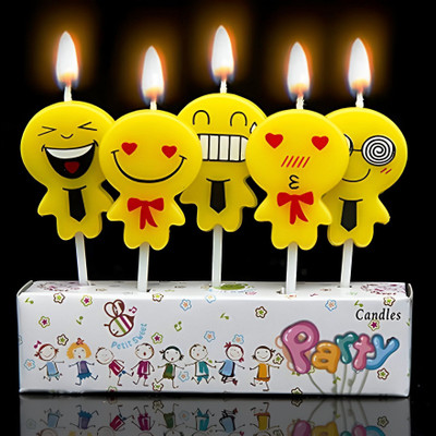 FUNCART smiley Candle(Yellow, Pack of 5)