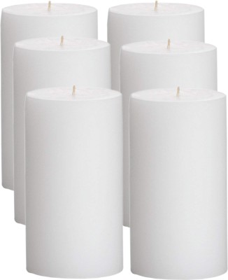 GOZZTOM Piller Candles Smoke Less Non-Scented White (2X3 Inch) Candle(White, Pack of 6)