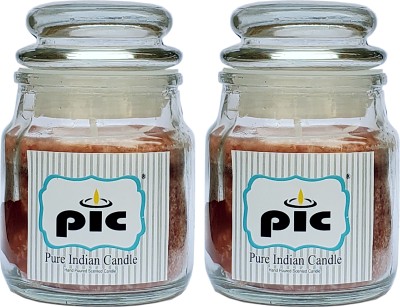 PIC Handpourd Apple Cinnamon Scented Jar Wax Candle(Brown, Pack of 2)