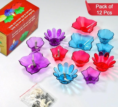 IMPECT.E Plastic (Pack of 12) Table Diya Set(Height: 4 inch)