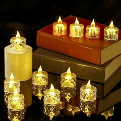 Bossify LED Tea Light Candles Flameless & Smokeless Decorative Candle Home Decor Candle(Yellow, Pack of 12)