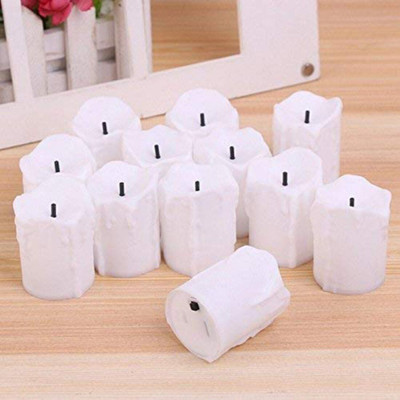 Mohangifts Real wax looks Plastic LED tea light set of 12 decorative Candle(White, Pack of 12)