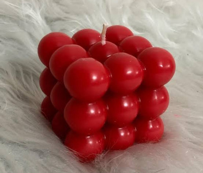 Oceanbless Scented Red Bubble Cube Candle Candle(Red, Pack of 1)