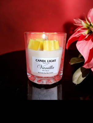 SCENTORA NEW25_Mini heart vanilla scented soy wax votive candle jar Candle(White, Yellow, Pack of 1)