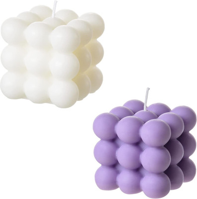 DeepSea Designer Big Bubble Candle | Pure Soy Wax |Gifting | Home Decor Candle(Purple, White, Pack of 2)