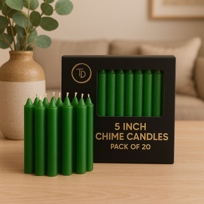 True Décor 5 Inch Chime/Mombati for Home Decoration Candle(Green, Pack of 20)