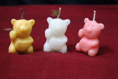 tanishk Cute teddy candle for decoration (pack of 3) Candle(Multicolor, Pack of 3)