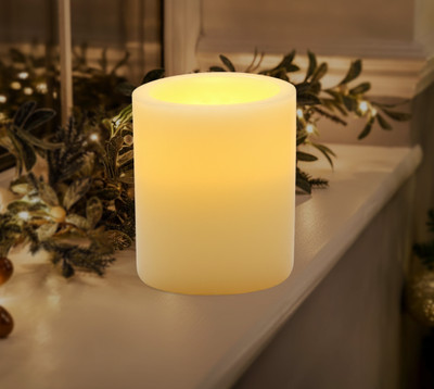 Smart Garden Decorative Hollow Pillar Candle for Home Décor & Festive Lighting Candle(White, Pack of 1)