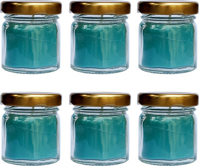 PIC Handpourd Evergreen Forest Scented Mini Jar Wax Candle(Grey, Pack of 6)
