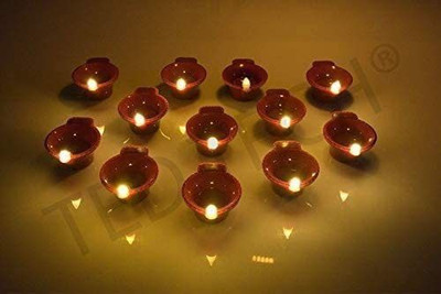 Airovia Led Water Sensor Diyas with Water Sensing | Led Candles Candle(Brown, Pack of 6)