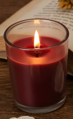 LAVISH SHINE LAVISH Rose Glass Candles For Diwali, Home, rose Candle Candle(Maroon, Pack of 1)