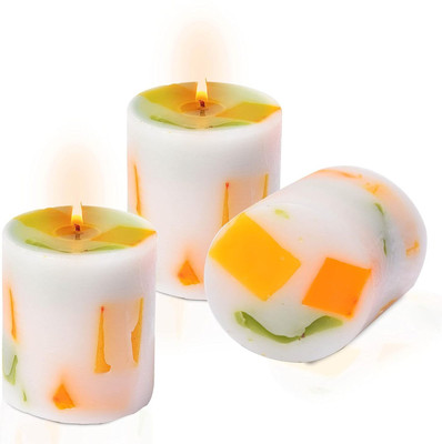Pure Source India Unscented 3X2.75 Inch Chunky Pillar Candle(Multicolor, Pack of 3)