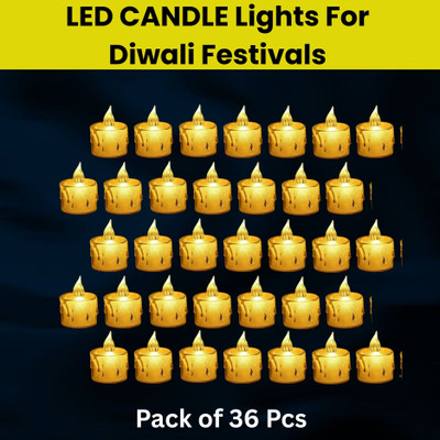 Guggu LED Candle Diyas Electric Flameless Crystal Candle Light For Home DecorationE366 Candle(Yellow, Pack of 36)