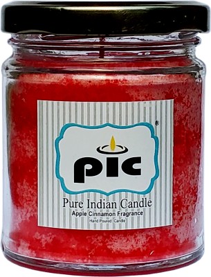 PIC Handpourd Apple Cinnamon Scented Jar Wax Candle PICSJC149267 Candle(Maroon, Pack of 1)