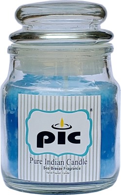 PIC Handpourd Sea Breez Scented Jar Wax Candle(Blue, Pack of 1)