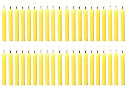 Parkash Candles Chime Candles/ Spell Candle Set of 40 | Ritual Spell Candle | Unscented Candle(Yellow, Pack of 40)