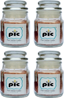 PIC Handpourd Apple Cinnamon Scented Jar Wax Candle(Brown, Pack of 4)