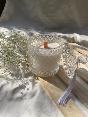amorunicornio Crystal jar candle Candle(White, Pack of 1)