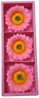 cozyycart Sunflower Floating Candles Set of 3 Candle(Pink, Pack of 3)