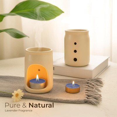 Smart Garden Lavender Oil Burner Gift Set– Diffuser with T-Light Candles & Essential Oil Candle(White, Pack of 1)