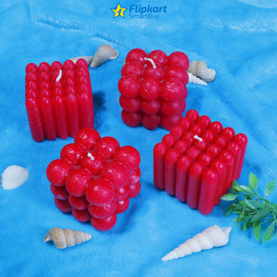 Flipkart SmartBuy Handmade Rose Bubble Cube , Missile Cube Scented Candle Candle(Red, Pack of 4)
