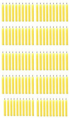 Parkash Candles Chime Candles/ Stick Candle/ Spell Candle Set of 100 | Unscented Candle(Yellow, Pack of 100)