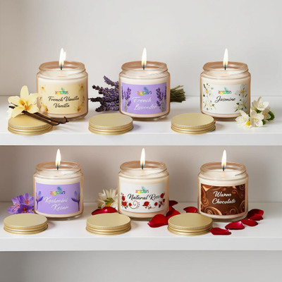 Agwan Soy Wax Aroma Candle Pack of 6 | Relaxing Aromatherapy Gift Set for Home Candle(Multicolor, Pack of 6)