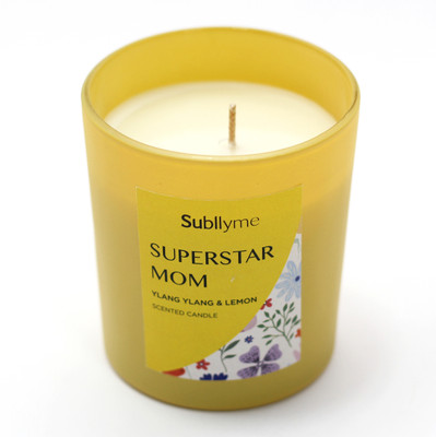 Subllyme 7 OZ COLORED GLASS-YELLOW Candle(Yellow, Pack of 1)