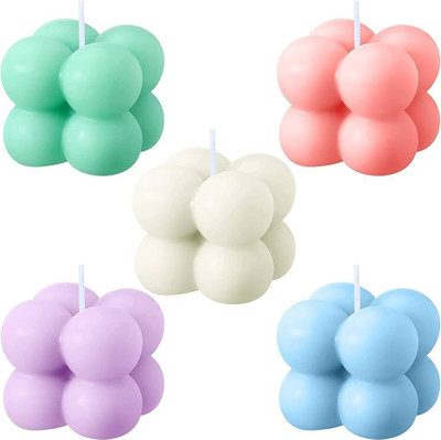 SS ENTERPRISE Scented Hand Poured Pure Soy Wax Small Bubble Candle Set of 5 Candle Candle(Multicolor, Pack of 5)