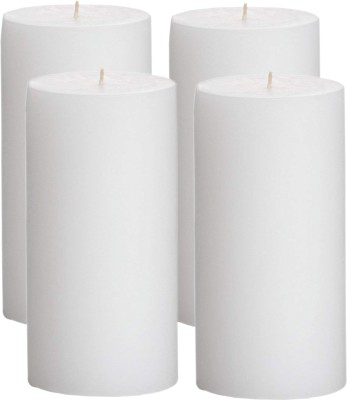 GOZZTOM Piller Candles Smoke Less Non-Scented White (2X4 Inch) Candle(White, Pack of 4)
