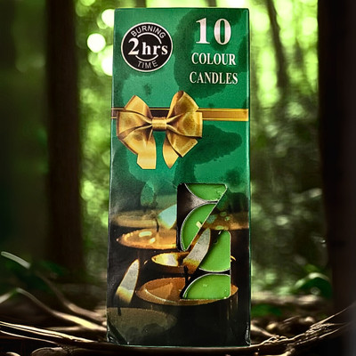 king collection Candles with 2 Hours Long Burning Time Decorative Tealight Candles for Festivals Candle(Green, Pack of 10)