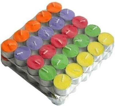 DEEPP COLLECTION tea light candle pack of 50 (multicolour) Aluminium (Pack of 50) Table Diya Set(Height: 0.5 inch)
