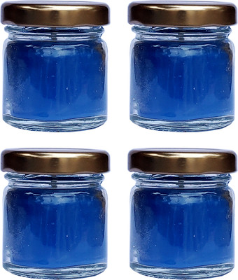 PIC Handpourd Sea Bareez Scented Mini Jar Wax Candle(Blue, Pack of 4)
