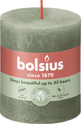 Bolsius Pillar candle 80/68 RUSTIC Candle(Green, Pack of 1)