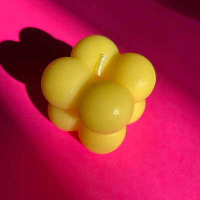Aatman Enterprise Bubble Cube (2 Layer) Candle(Yellow, Pack of 1)