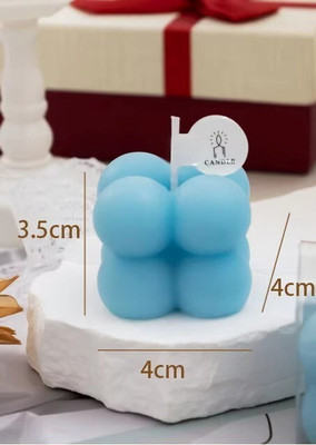 Aatman Enterprise Bubble Cube (2 Layer) Candle(Blue, Pack of 1)