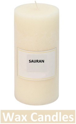 Sauran Pack of 1 Wax Rustic Big Pillar Candle 7.5W x 15H Centimeters WC51.3 Candle(Grey, Pack of 1)