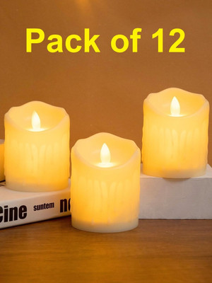 xenith Flickering Flameless Smokeless Dancing Votive Acrylic LED Candle Pack of 12 Candle(Gold, Yellow, Pack of 12)
