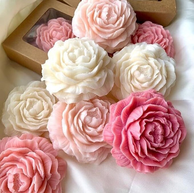 PEAKNOCK Peony Flower Scented Candles - Blend of Natural Fragrances Long-Lasting Aroma Candle(Pink, Pack of 2)