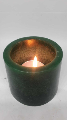 CD Craft Premium Cinnamon UnScented Tealight With Dark Green Hollow candle Wax Container Candle(Green, Pack of 1)